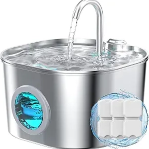 Stainless Steel Cat Water Fountain - Automatic Pet Waterer with Filter & Quiet Pump