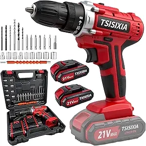 21V Cordless Drill Driver Kit with 2 Batteries & Charger - 45Nm Power Drill for Women
