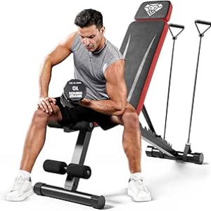 Adjustable Weight Bench 660LBS - Foldable Home Gym Bench with Headrest