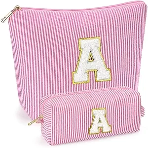 Personalized Makeup Bags for Teen Girls - 2PC Set with Custom Letters | Perfect Stocking Stuffers & Gifts