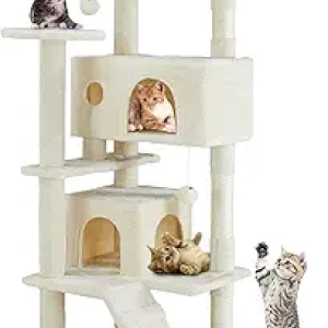 DUMOS 54-Inch Indoor Cat Tree Tower for Large Cats - Multi-Level Pet House with Condos & Scratching Posts