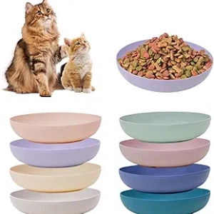 8 Pack Cat Dishes Whisker Friendly - Shallow Wide Pet Bowls for Cats