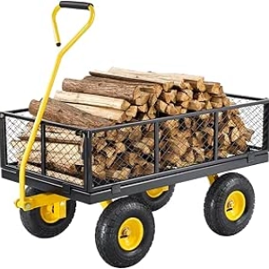 900 Lbs Heavy Duty Steel Garden Cart with 10" Tires & Removable Mesh Sides