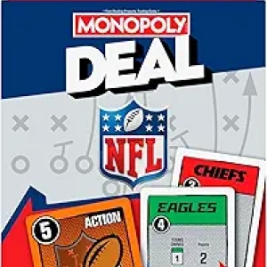 Monopoly Deal NFL Edition Card Game | 32 NFL Teams | Ages 8+ | Family Game Night
