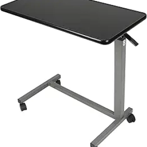 Vaunn Medical Adjustable Overbed Table with Wheels - Hospital Grade Bedside Table
