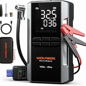 WOLFBOX 4000A Jump Starter with Air Compressor - 24000mAh Car Battery Booster & Tire Inflator