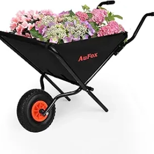 Collapsible Wheelbarrow with 13" Pneumatic Tire - Heavy-Duty Foldable Garden Cart