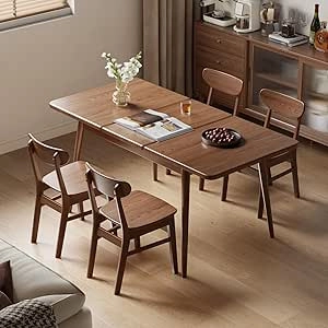 Extendable Dining Table 47-63 Inches | Solid Wood for 4-8 People, Easy Assembly