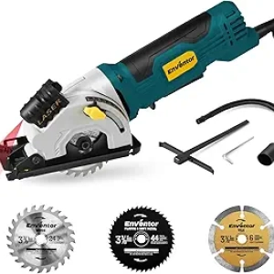 Enventor Mini Circular Saw 4.8A - Laser Guide, 4000RPM, 3 Blades