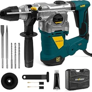 Enventor 1-1/4" SDS-Plus 13A Rotary Hammer Drill - Heavy Duty Concrete Demolition with Safety Clutch