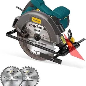 Enventor 11A Corded Circular Saw 7-1/4" with Laser Guide & 2 Blades