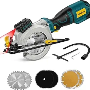 Enventor Mini Circular Saw 5.8A - 4-1/2" Electric Saw with Laser Guide & 6 Blades