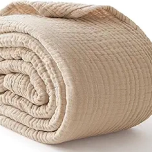 King Size Cotton Muslin Blanket 108x90 - 6 Layer Cooling Throw for Hot Sleepers