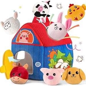 Montessori Farm Toy for Babies 6-12 Months | Sensory Barn with Stuffed Animals