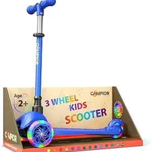 Blue LED Light-Up 3 Wheel Scooter for Kids Ages 2+ | Lean-to-Steer