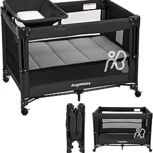 ANGELBLISS 4-in-1 Baby Bassinet Bedside Crib & Pack and Play with Diaper Changer
