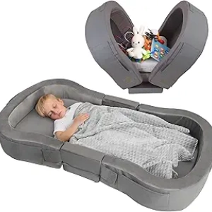 Portable Toddler Travel Bed - Foldable Cot with Washable Cover (18M-5Y)