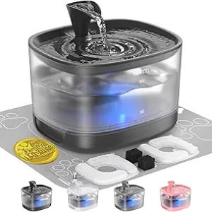 Veken Cat Water Fountain 2.5L - Quiet Pet Drinking Dispenser with LED & 5-Stage Filter