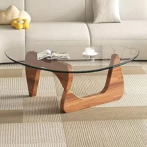 Modern Glass Coffee Table - Mid Century Tempered Glass Design for Living Room