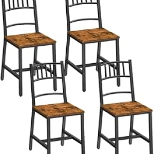 HOOBRO Dining Chairs Set of 4 - Wooden Kitchen Chairs with Metal Frame