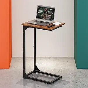 C-Shaped Side Table for Couch - Space-Saving End Table with Waterproof Surface