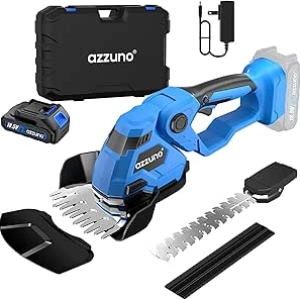 AZZUNO Cordless Hedge Trimmer 2-in-1 - 20V Battery Powered Grass & Shrub Cutter
