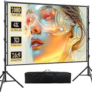 120 Inch Portable Outdoor Projector Screen with Stand - 4K HD Rear/Front Projection