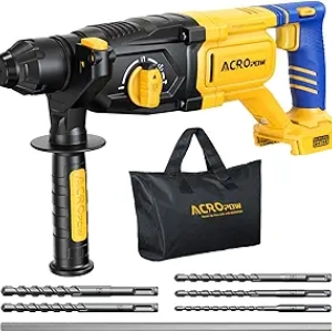 ACROPOW 20V Cordless SDS-Plus Rotary Hammer Drill - Brushless Motor, 4-in-1 Functions & LED Light