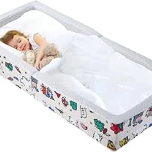 Portable Foldable Toddler Travel Bed - Safe Foam Crib with Rails & Washable Cover