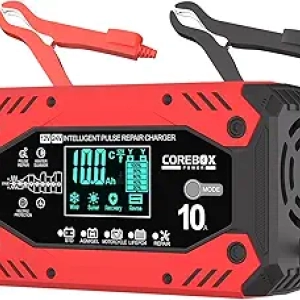 10-Amp Smart Battery Charger 12V/24V - Fast Charging & Trickle Maintainer with Temperature Compensation