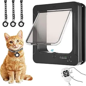 Smart RFID Cat Door with Remote Control | 4-Way Locking Pet Flap