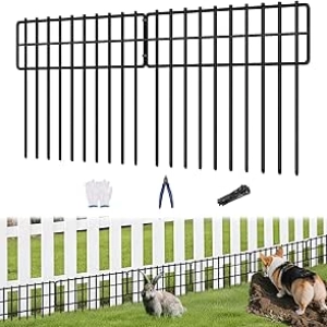 42.5ft No Dig Garden Fence - 30 Rustproof Metal Panels for Small Animals & Rabbits