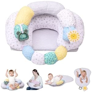 4-in-1 Tummy Time & Nursing Pillow with Detachable Support & Machine Washable Cover