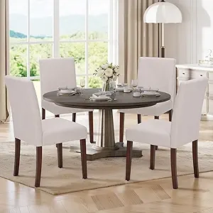 Upholstered Parsons Dining Chairs Set of 4 - Modern Farmhouse Kitchen Chairs with Wood Legs