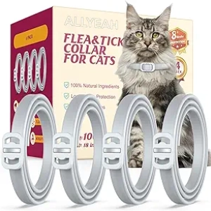 Natural Flea and Tick Collar for Cats – 4 Pack, Waterproof & Adjustable