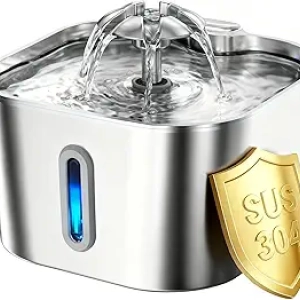 Premium Stainless Steel Cat Water Fountain - 74oz Automatic Pet Drinking Dispenser
