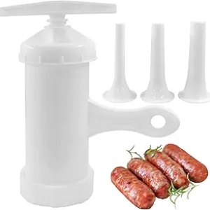 Hordion Manual Sausage Stuffer - 3 Tubes, Food-Grade Plastic Meat Filler