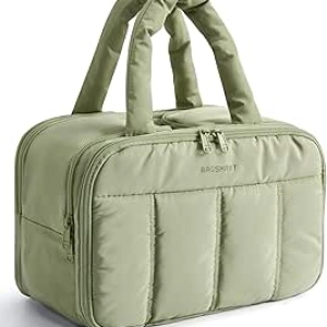 BAGSMART Large Travel Toiletry Bag for Women - Puffy Cosmetic Organizer with Dry-Wet Separation