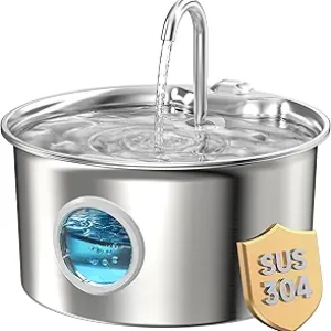 Stainless Steel Cat Water Fountain 88oz - Quiet Pet Water Dispenser with 4-Stage Filtration