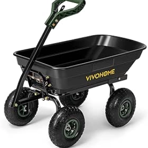 VIVOHOME 660lbs Dump Wagon Cart with ATV Tractor Attachment & All-Terrain Tires