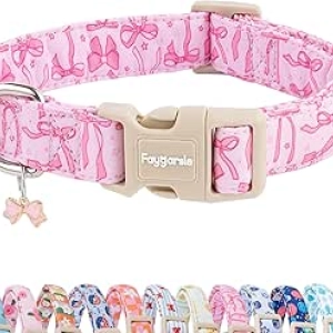 Pink Bow Dog Collar for Small Medium Large Dogs - Summer Spring Design