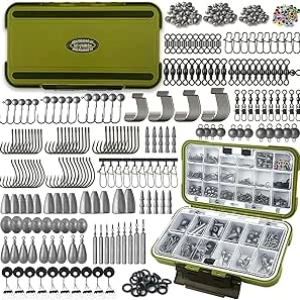 264/423PCS Fishing Tackle Box Kit - Complete Fishing Accessories with Hooks, Weights & Sinkers