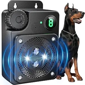 Ultrasonic Dog Bark Deterrent Device - 50ft Range, 3 Modes & Weatherproof