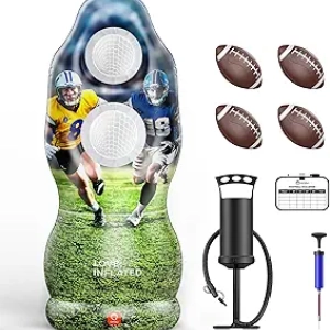 QPAU Dual-Hole Inflatable Football Target - Life-Size Backyard Toss Game for Kids & Adults