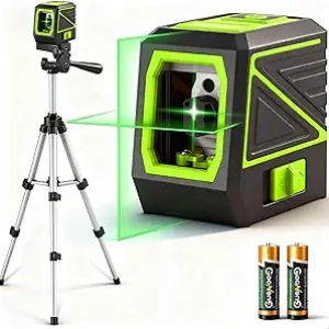 100ft Green Cross Line Laser Level with Tripod - IP54 Waterproof Self-Leveling