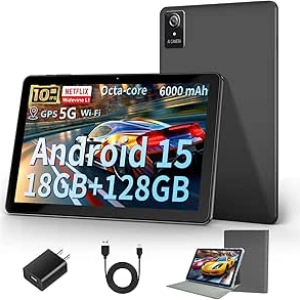 10 Inch Android 15 Tablet - 18GB RAM, 128GB Storage, WiFi 6, Widevine L1