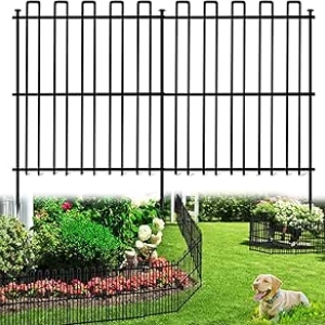 25-Panel No Dig Animal Barrier Fence 32in H x 49ft L - Rustproof Metal Garden Edging