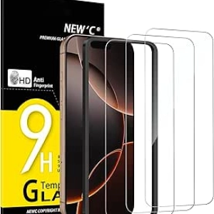 NEW'C 3 Pack Tempered Glass Screen Protector for iPhone 17/17 Pro & iPhone 16 Pro 6.3"