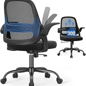 Ergonomic Mesh Office Chair with Flip-Up Arms - 300 lbs Weight Capacity, BIFMA Certified