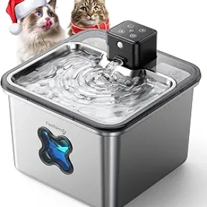 Cordless Cat Water Fountain with Visual Filter & Stainless Steel - 3.2L Smart Pet Fountain with Sensor